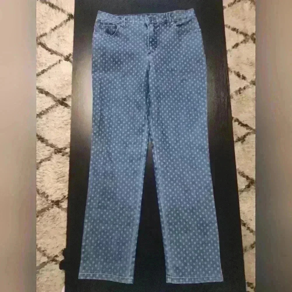 Gloria Vanderbilt Amanda Printed Denim Jeans Size 8 p #218